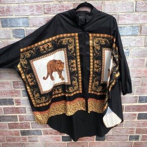 Gracia huge button down tiger design blouse